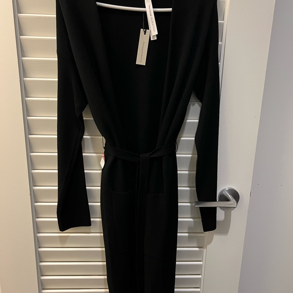 Babaton Group black “TY” long belted cardigan